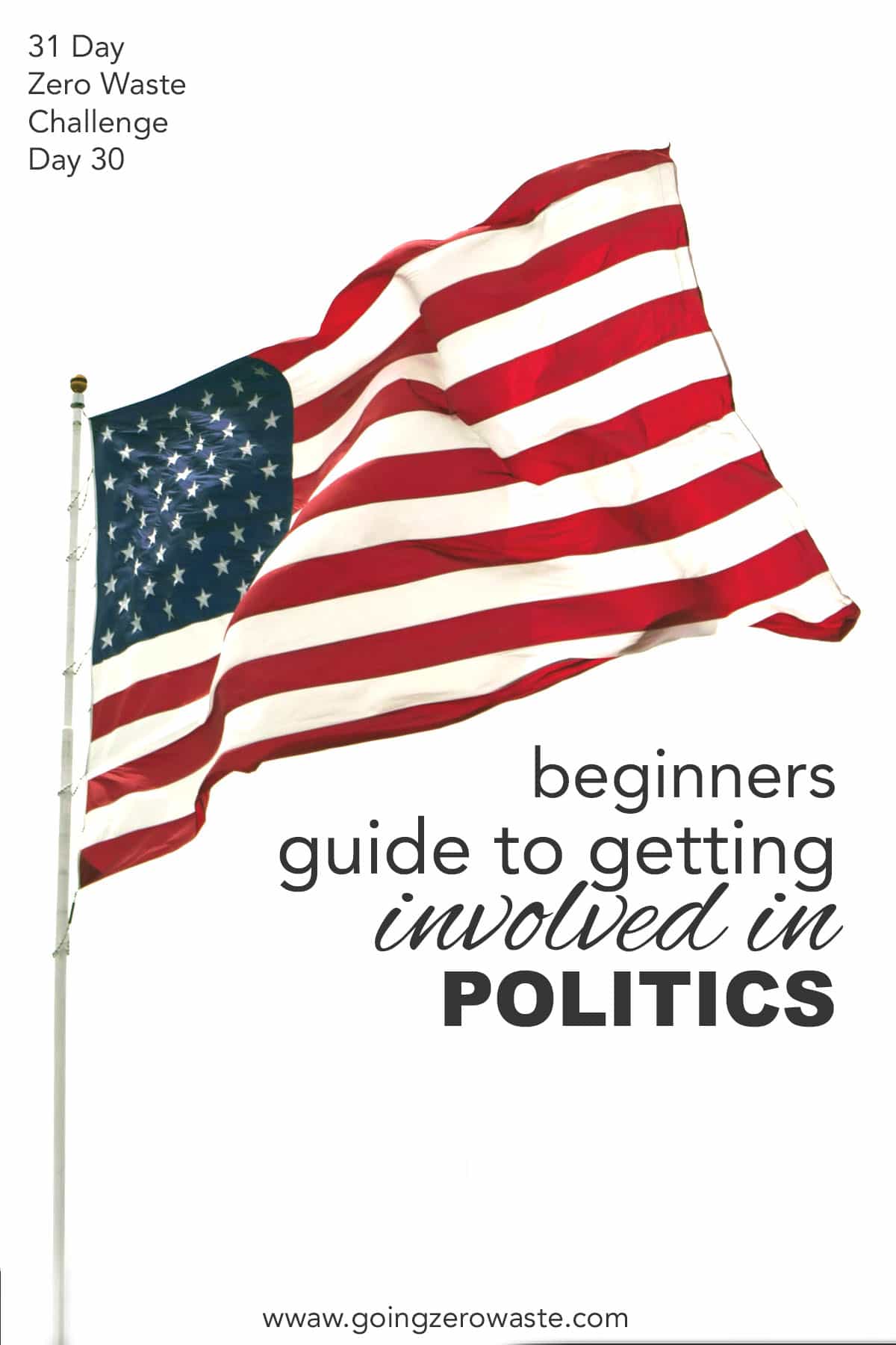 Beginners Guide to Getting Politically Involved - Day 30 of the Zero Waste Challenge from www.goingzerowaste.com #zerowaste #ecofriendly #gogreen #sustainable #zerowastechallenge #challenge #sustainablelivingchallenge #getpolticallyactive #politics #localgovernment