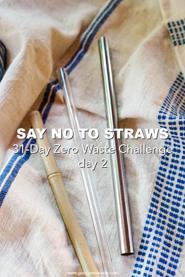 Say No To Straws - Day 2 of the Zero Waste Challenge from www.goingzerowaste.com #zerowaste #ecofriendly #gogreen #sustainable #zerowastechallenge #challenge #sustainablelivingchallenge #straws #saynotostraws