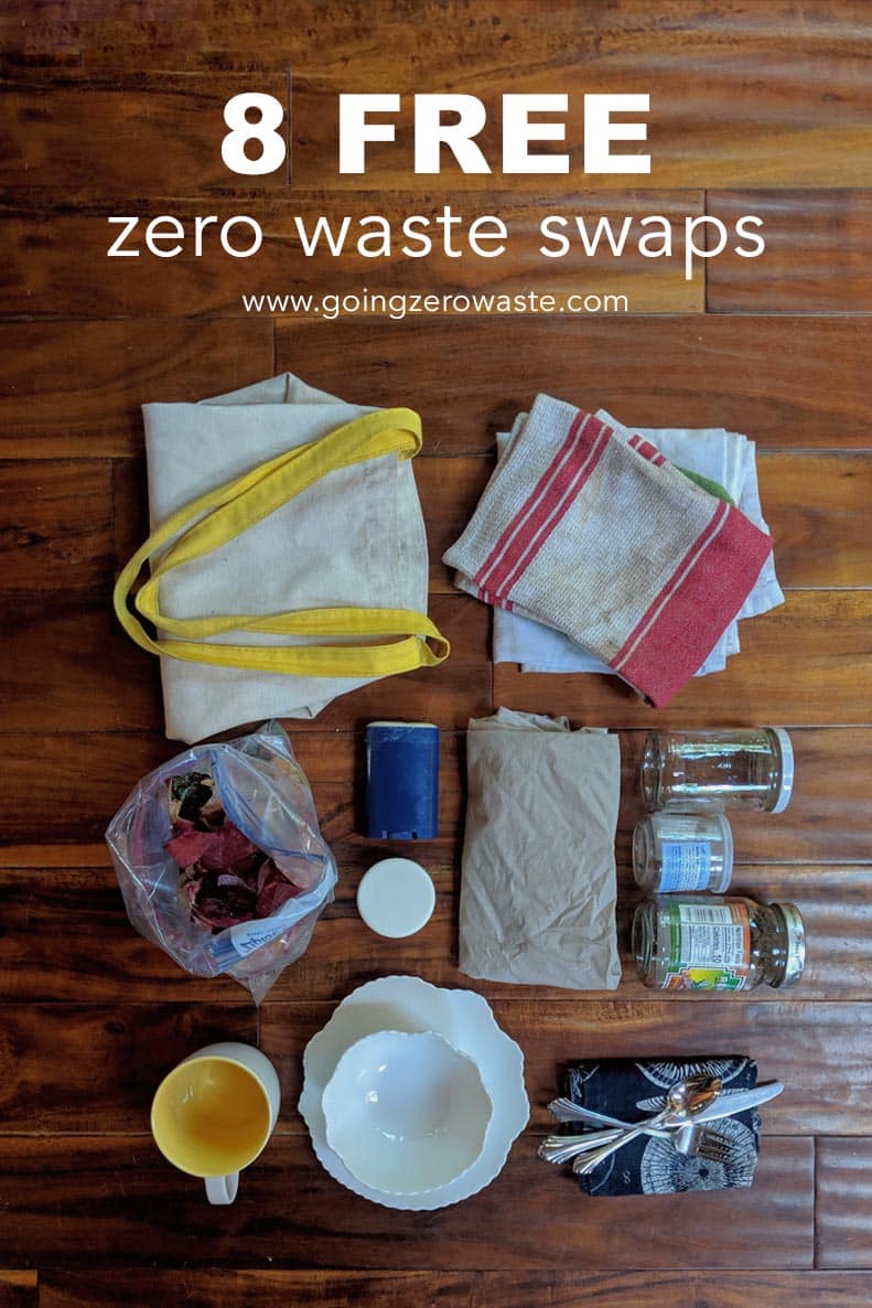 8 FREE Zero Waste Swaps from www.goingzerowaste.com #zerowaste #ecofriendly #gogreen #sustainable 
#minimalism #free #frugal #savemoney