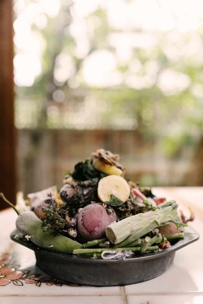 a small pile of food scraps ready to be composted