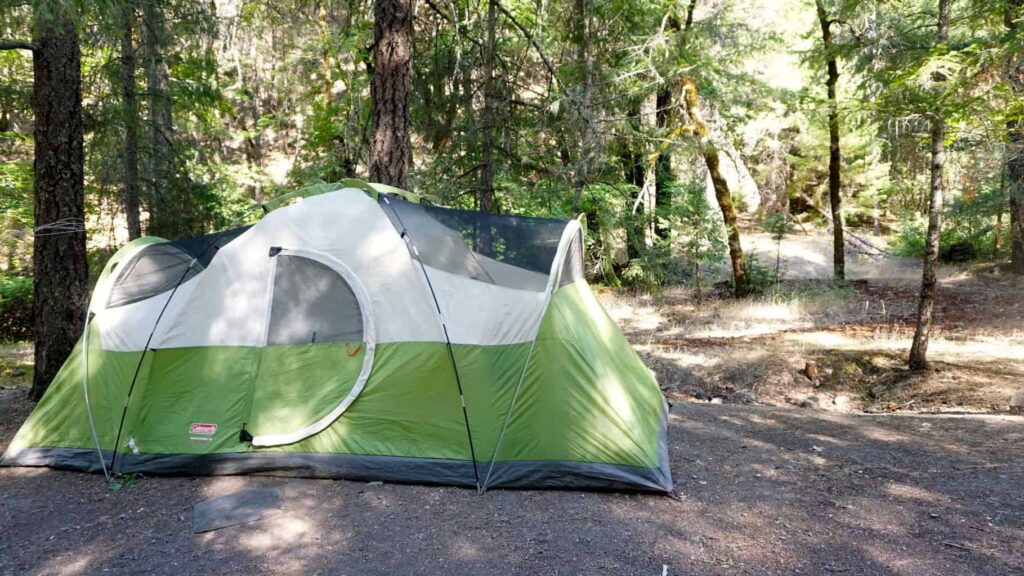 a tent pitched at a campground