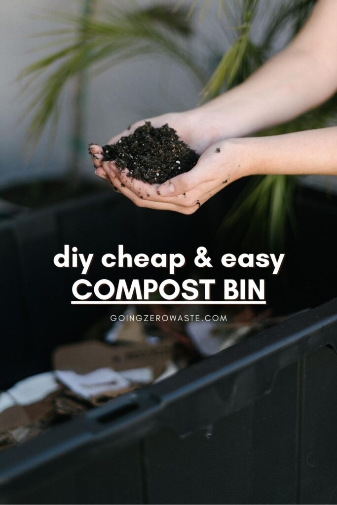 How to build a compost bin from www.goingzerowaste.com #zerowaste #compost #buildyourowncompostbin #wormbin #plastictubcompostbin #composting #DIY #vermicomposting #compostingwithworms